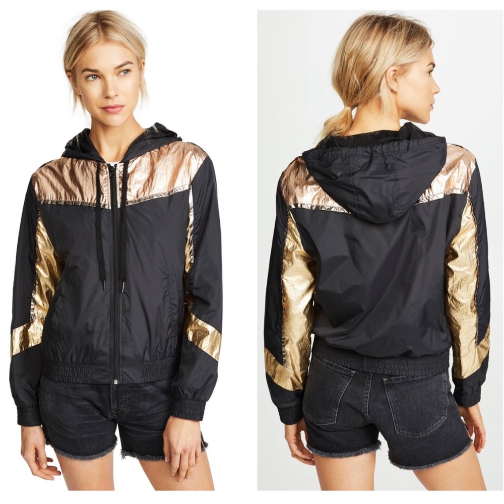 Pam & Gela💕Women's Colorblocked Metallic Nylon Zip Hoodie Size P